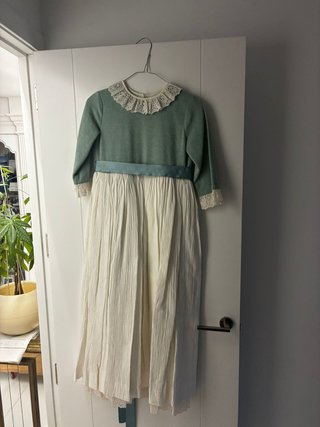 Vestido de comunión verde y blanco