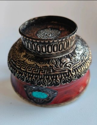 Oferta Cuenco Tibetano Madera y Piedras Turquesa
