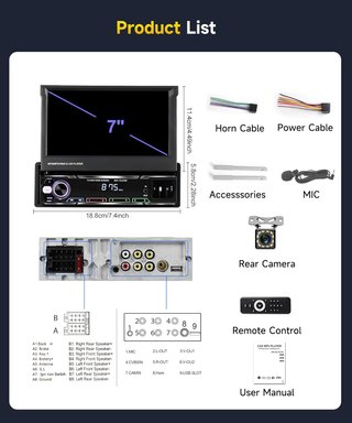 Radio Coche VECHTEL 7 Pantalla Táctil 1 DIN
