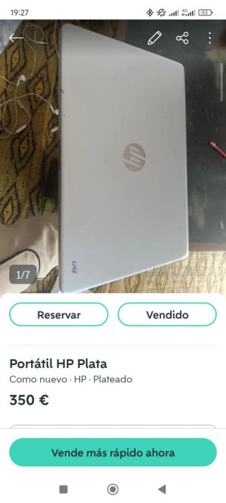 Portátil HP Plata Como Nuevo