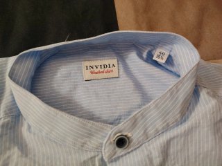 Camicia Invidia M manica corta righe azzurre