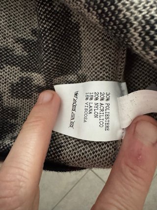 Cardigan lana beige e nero fantasia