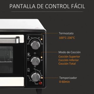Mini Horno Eléctrico Blanco y Negro