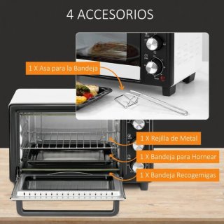 Mini Horno Eléctrico Blanco y Negro