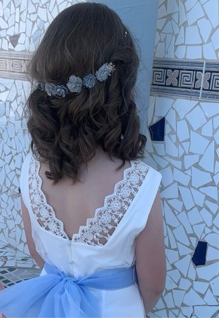 Vestido de Comunión Blanco y Azul