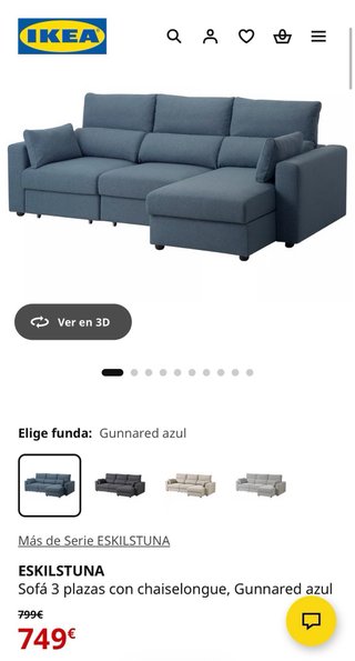 Sofá cama 3 plazas azul Ikea (Vendo por mudanza)