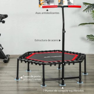 Mini trampolín fitness con barra