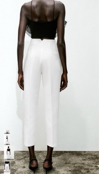 Pantalón Zara Blanco Tiro Alto Talla S