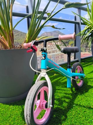 Bicicleta infantil azul y rosa