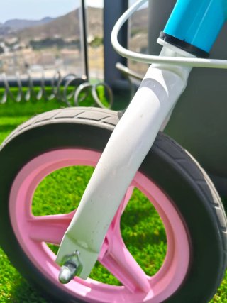 Bicicleta infantil azul y rosa