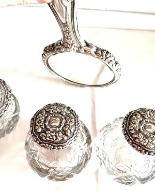 Juego Tocador Plata y cristal