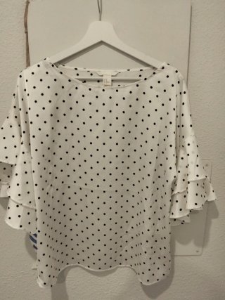 Camisa lunares blanca y negra talla L
