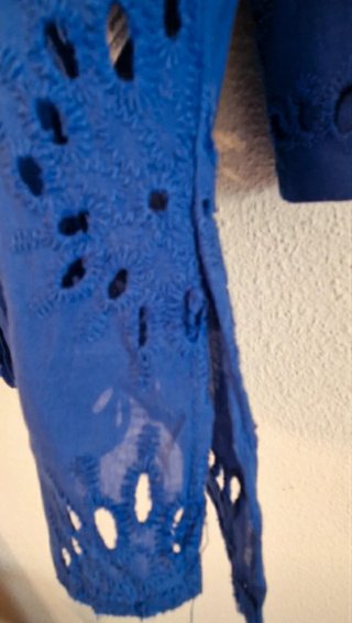 Blusa Zara azul bordada
