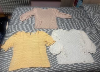 3 Camisetas Mango Rosa Talla M y Amarilla Talla L