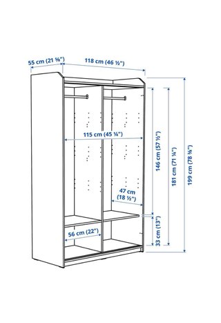 Armario Hauga blanco puertas correderas 118x55x199