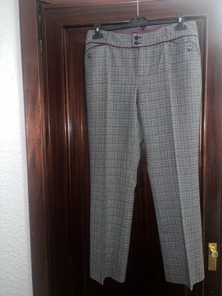 Pantalones Yera a cuadros grises