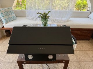 Placa de gas y campana cristal negro 90cm