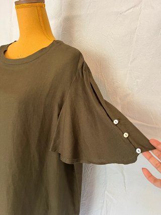 ALL Linen Blend Tunic Dress - Olive Green - Flared Sleeve - New With Tags
