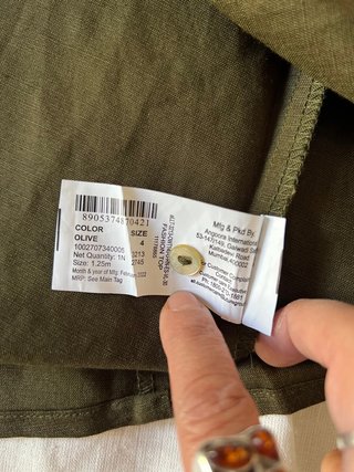 ALL Linen Blend Tunic Dress - Olive Green - Flared Sleeve - New With Tags