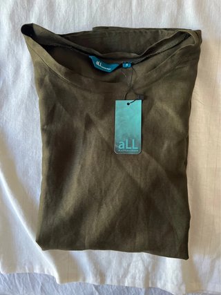ALL Linen Blend Tunic Dress - Olive Green - Flared Sleeve - New With Tags