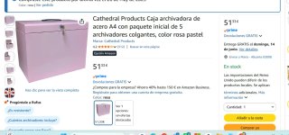 Caja archivadora metálica rosa con llave