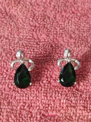 Conjunto Plata Ley Zirconio Verde tres Piezas