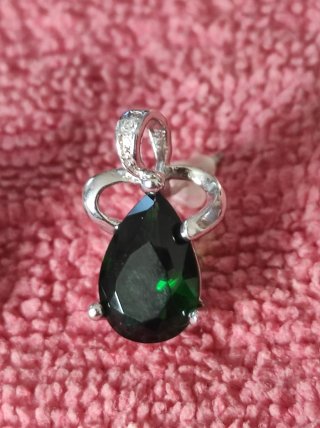 Conjunto Plata Ley Zirconio Verde tres Piezas