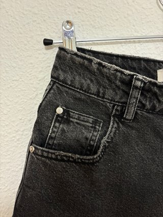 Zara Shorts Vaqueros Negros Mujer