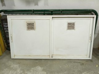 Puerta corredera doble aluminio blanco