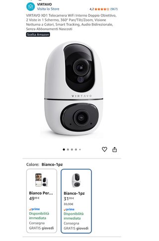 Telecamera Sicurezza Interno Virtavo XD1 EggSentry