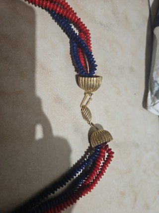 Collana vintage pietre blu e rosse