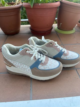 Scarpe sportive donna beige e rosa
