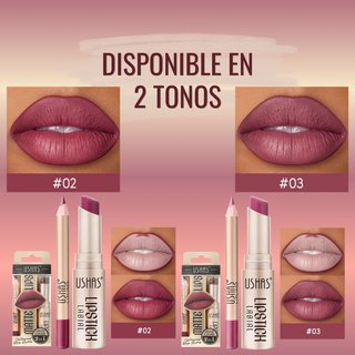 Set Labial + Delineador USHAS Mate 2 EN 1 - NUEVO