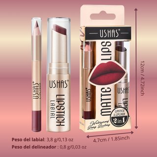 Set Labial + Delineador USHAS Mate 2 EN 1 - NUEVO