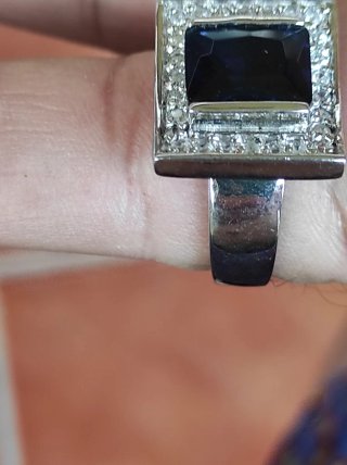 Anillo Plata Ley Circonita Azul Talla 19