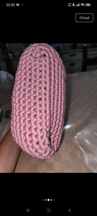 Borsa uncinetto fatta a mano rosa cipria