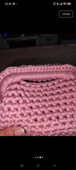 Borsa uncinetto fatta a mano rosa cipria
