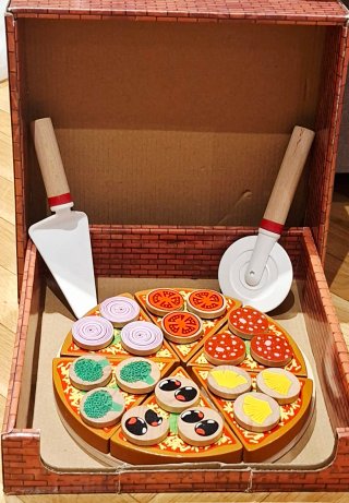 Juego de pizza de madera para niños