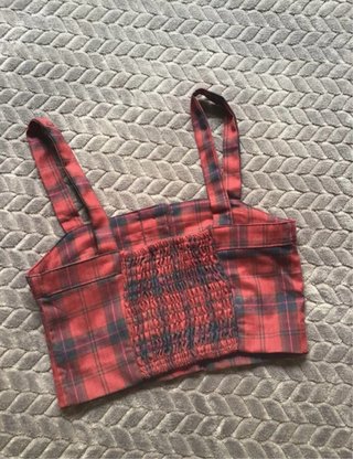 Top Pull&Bear cuadros rojo y negro