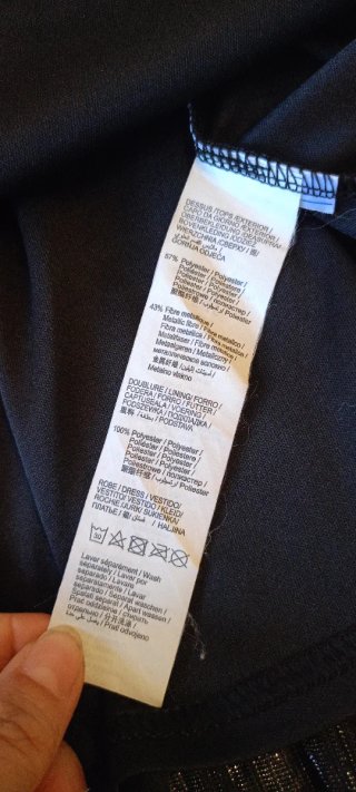 Vestito Corto Nero e Argento Plissettato Lurex M