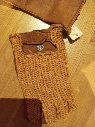 Guantes de cuero sin dedos marrones