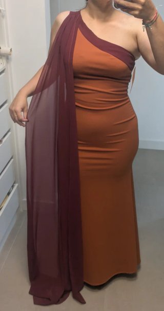 Vestido largo fiesta burdeos y granate