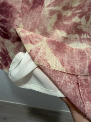 Conjunto lino 3 piezas beige y rosa