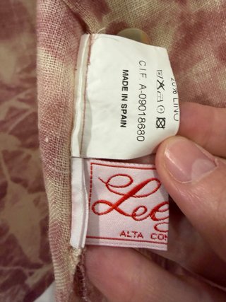 Conjunto lino 3 piezas beige y rosa