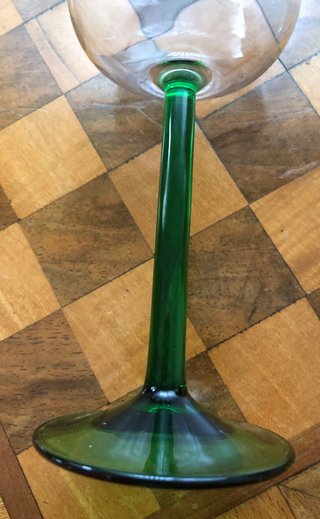 6 Calici Vintage Vetro Trasparente Stelo Verde