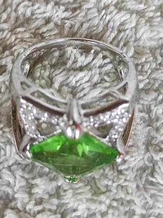 Anillo Plata 925 gran Circonita Verde Princesa