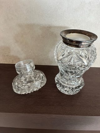 Jarrón antiguo cristal y plata