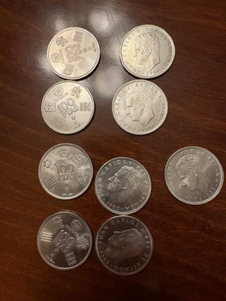 9 Monedas 100 Pesetas Juan Carlos I