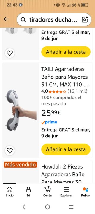 2 Agarraderas de Baño con Ventosa