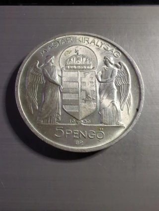 Hungría 5 Pengő 1939 Plata